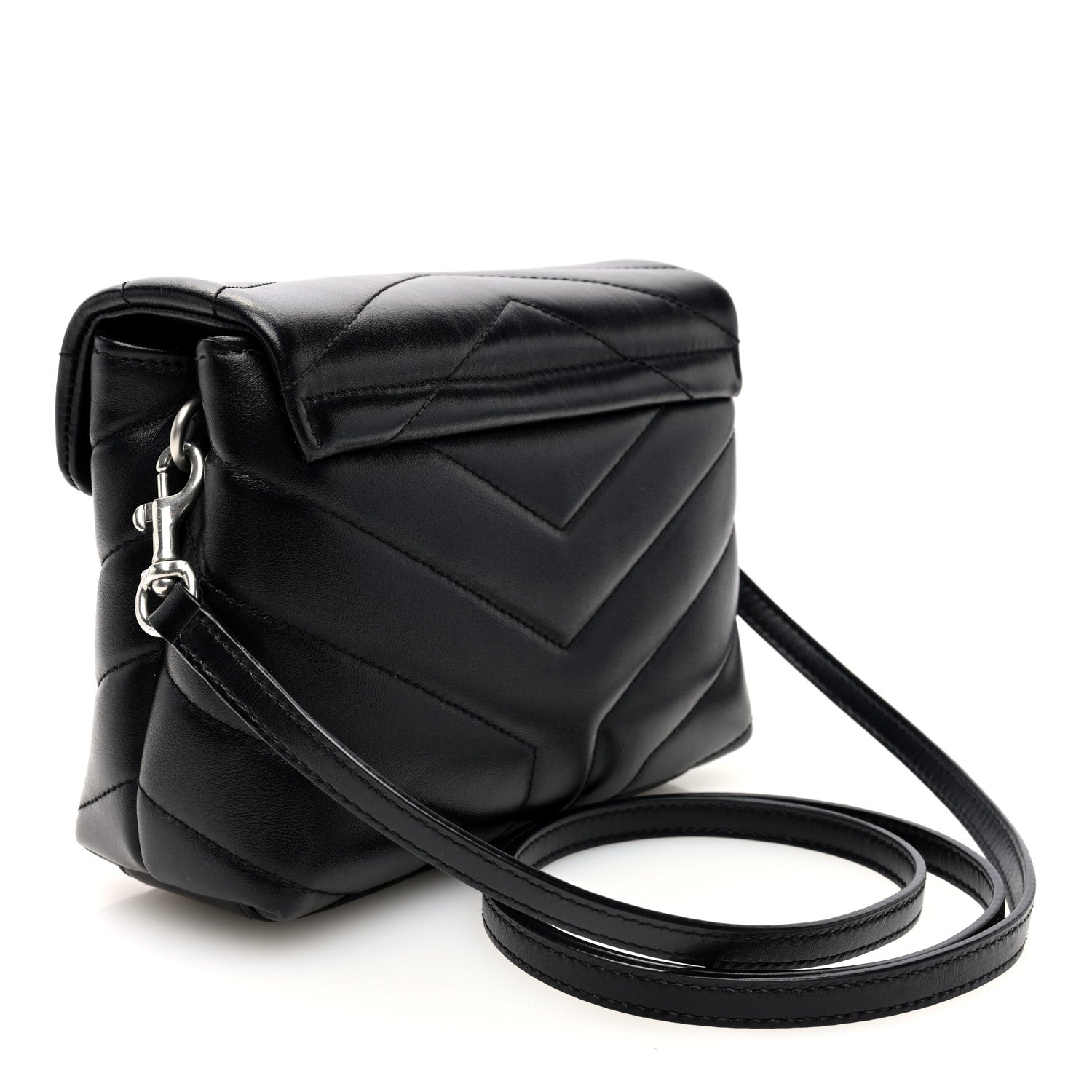 Saint Laurent Calfskin Y Quilted Monogram Toy Loulou Crossbody Bag Black 3 of 10