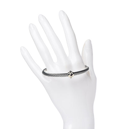 David Yurman Sterling Silver 14K Yellow Gold Rhodolite Garnet Pink Tourmaline 5mm Cable Renaissance Station Bracelet 2 of 4