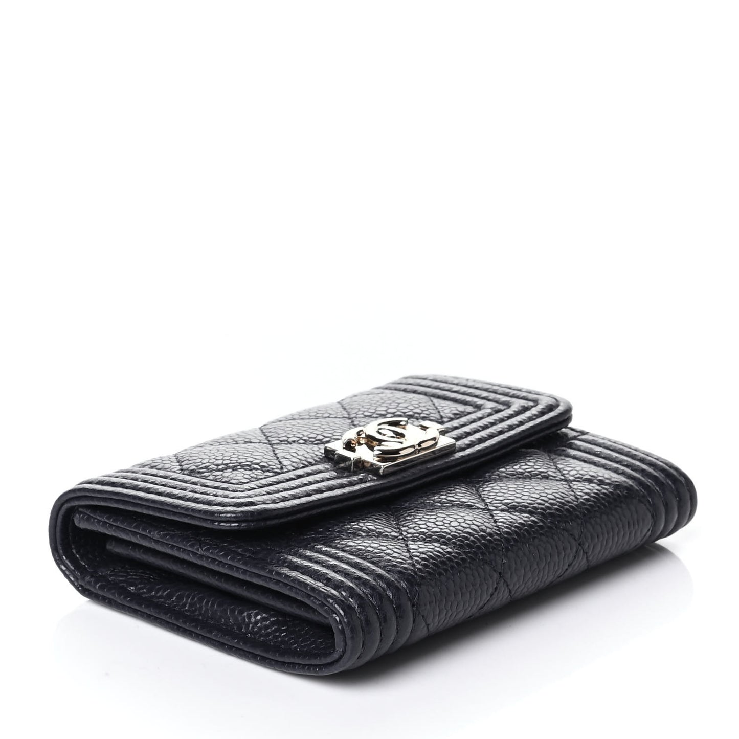 Caviar Quilted Boy Flap Card Holder Blue