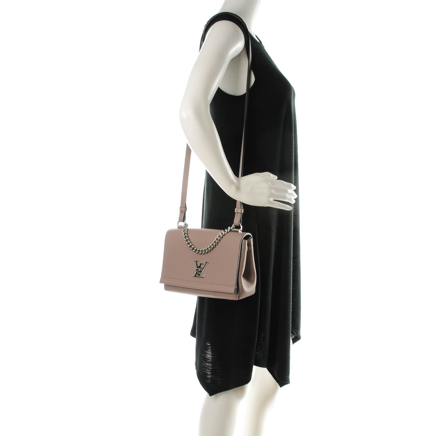 Louis Vuitton Soft Calfskin Lockme II Chain Bag BB Mastic 2 of 7