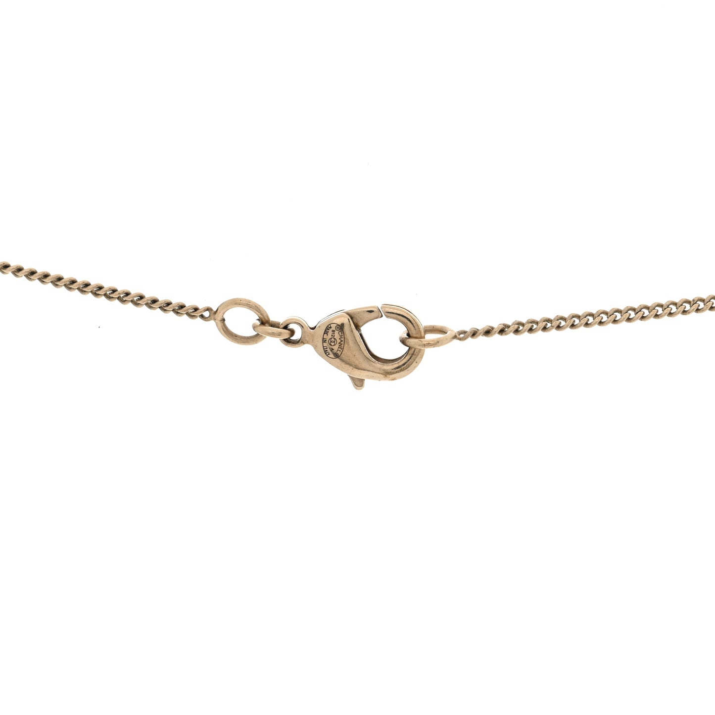 Baguette Crystal CC Necklace Light Gold