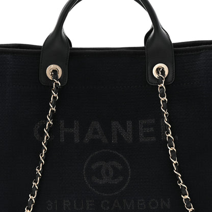 Chanel Mixed Fibers Small Deauville Tote Dark Blue 9 of 12