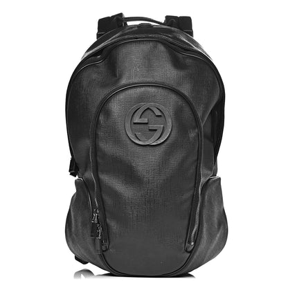 Gucci Coated Canvas Interlocking G Travel Backpack Black 1 of 15