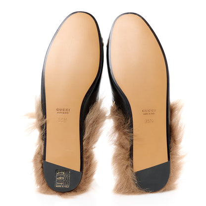 Gucci Goatskin Fur Bee Star Embroidered Womens Princetown Slippers 35.5 Black 7 of 9