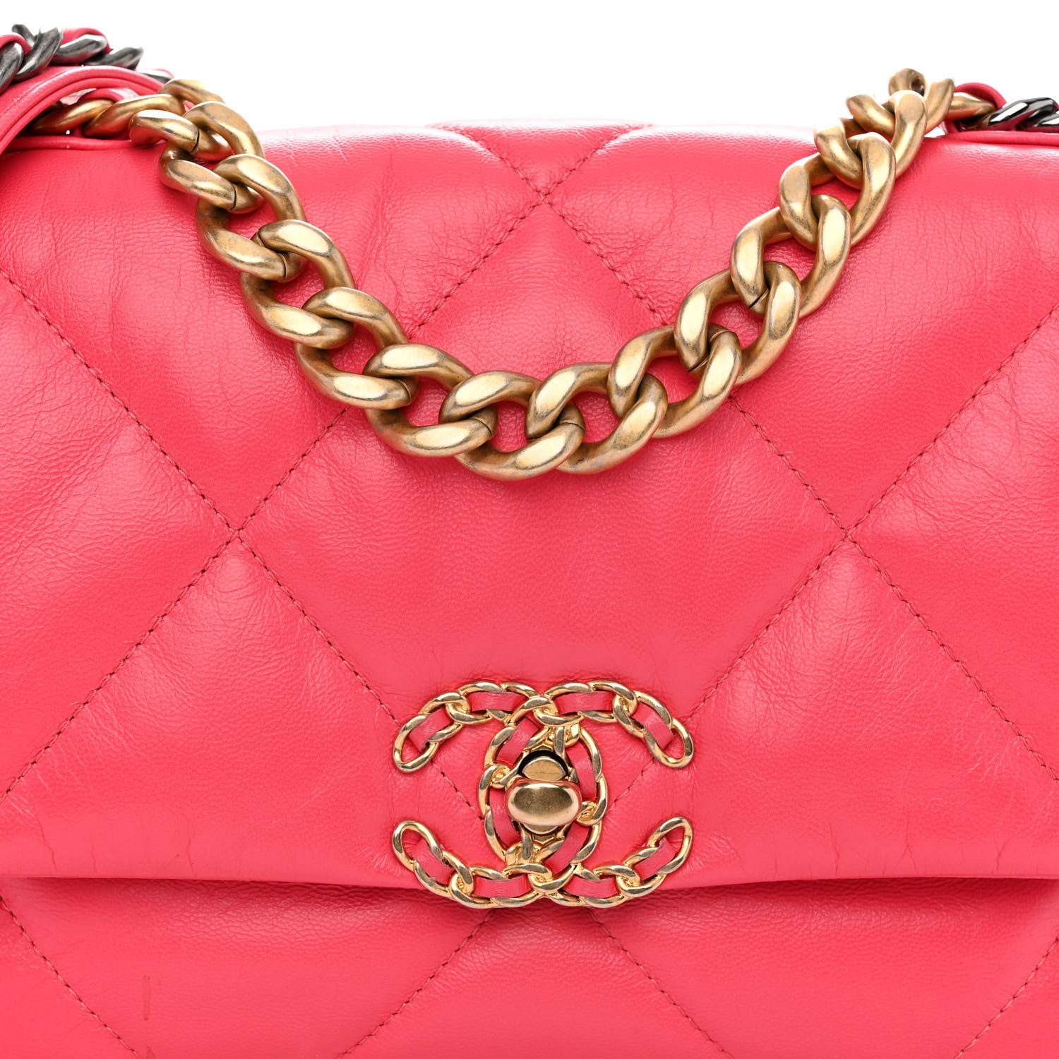 Chanel Shiny Goatskin Quilted Medium Chanel 19 Flap Pink 8 of 10