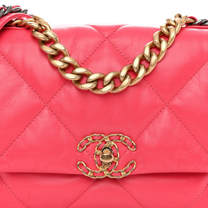 Chanel Shiny Goatskin Quilted Medium Chanel 19 Flap Pink 8 of 10