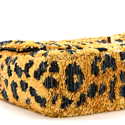 Chanel Sequin Mixed Fibers Leopard Print Mini Rectangular Flap Black Orange 9 of 11