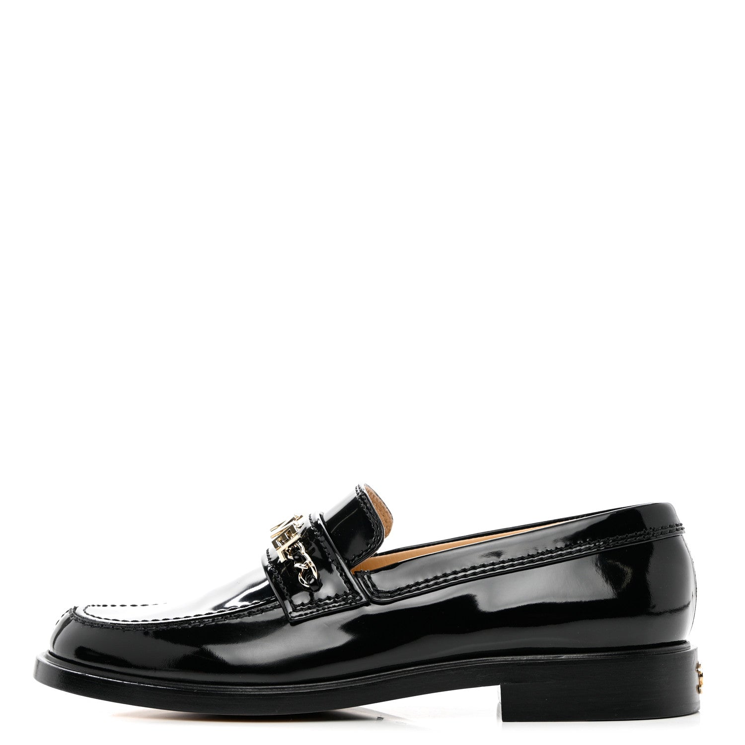 Chanel Shiny Calfskin Logo Loafers 42 Black 1 of 9