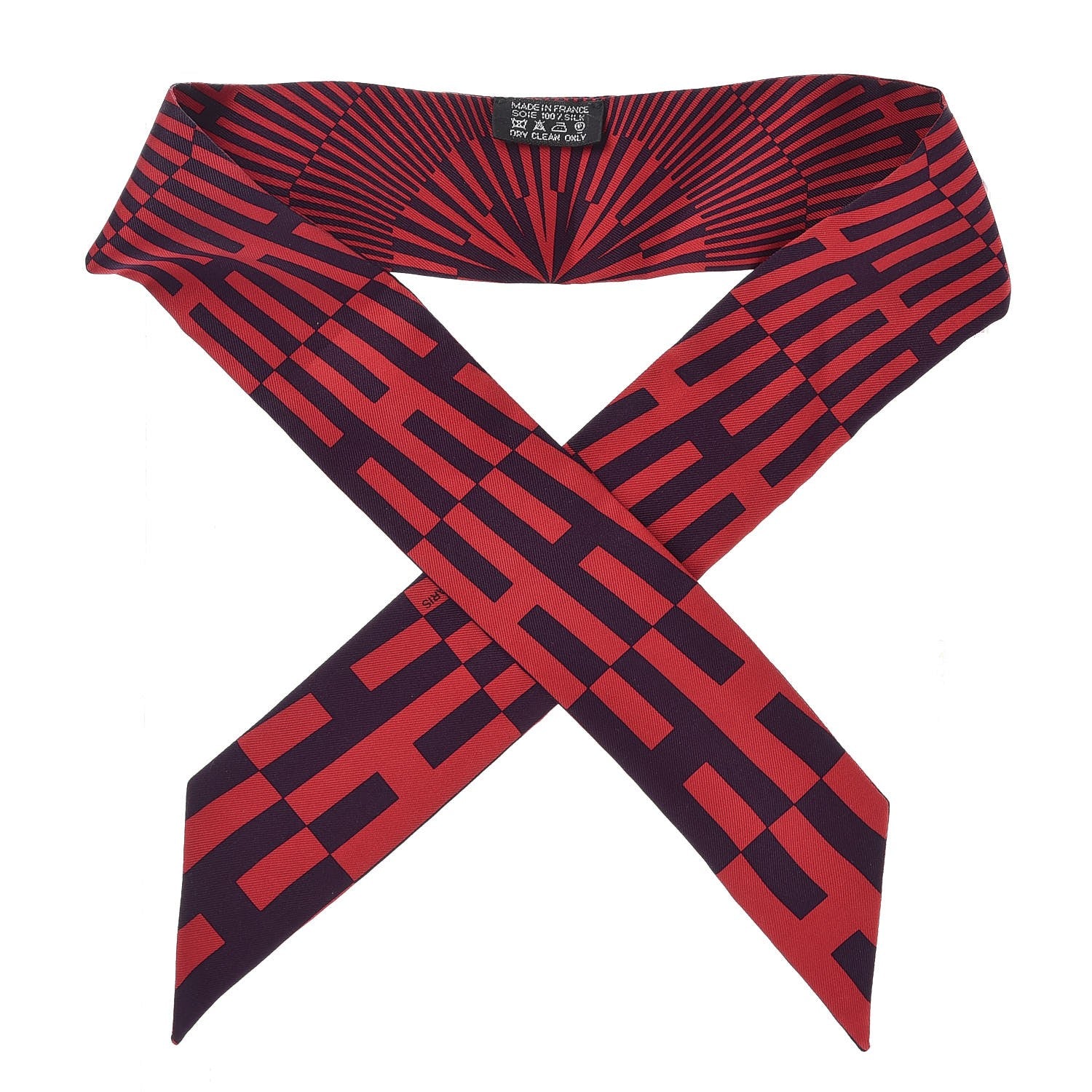Hermes Silk Op'H Twilly Encre Cherry 1 of 6
