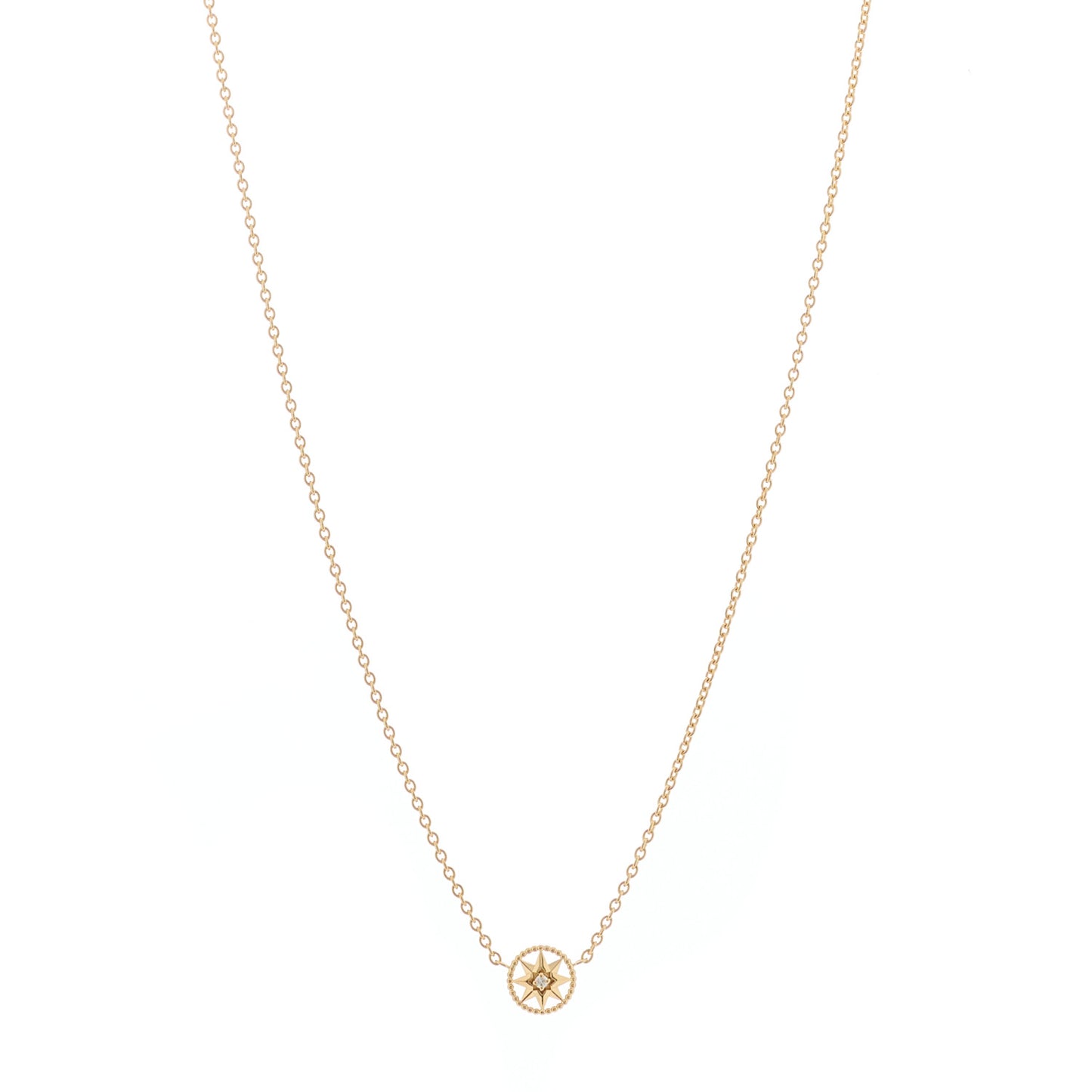 18K Yellow Gold Diamond XS Rose Des Vents Necklace