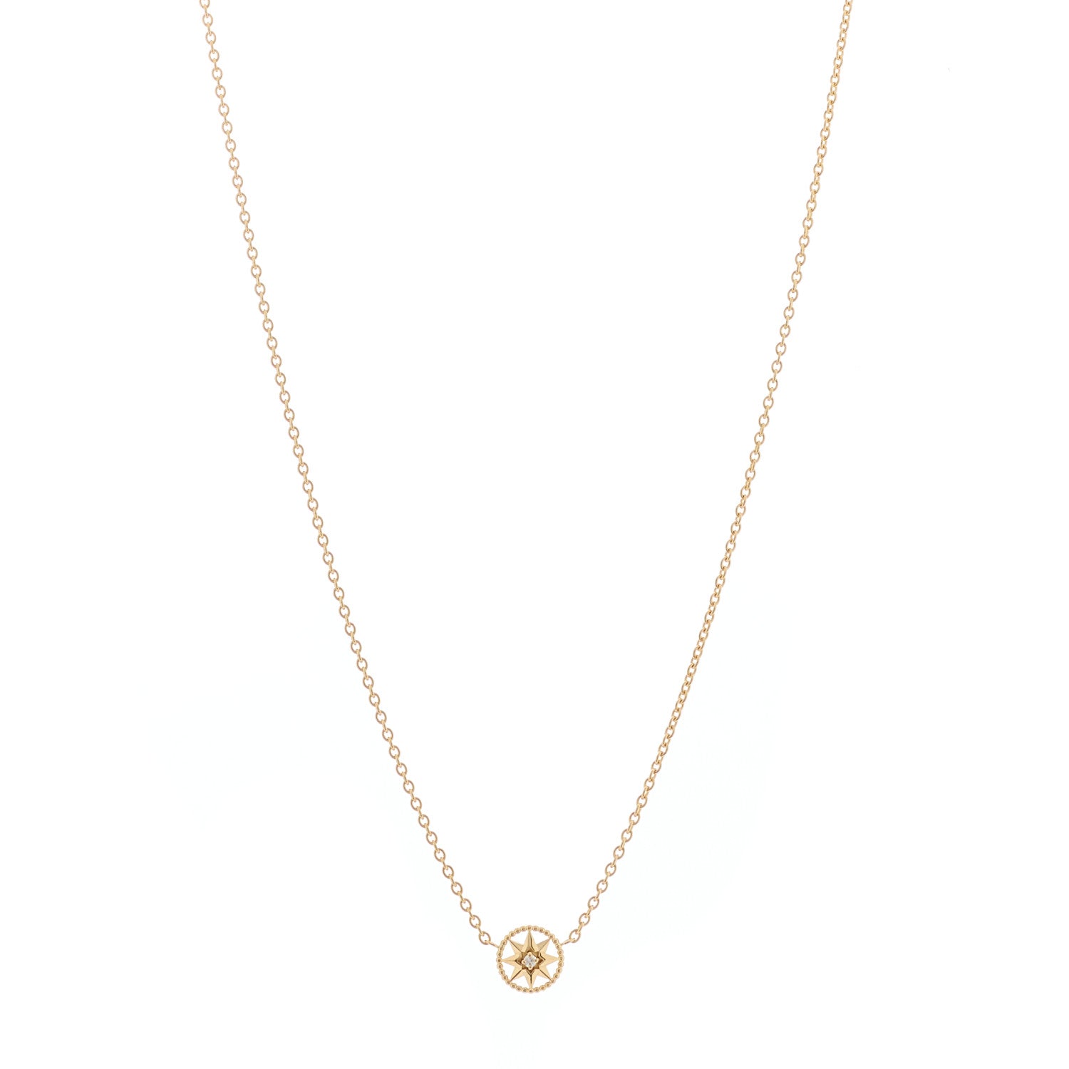 Christian Dior 18K Yellow Gold Diamond XS Rose Des Vents Necklace 1 of 6