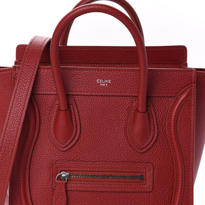 Celine Drummed Calfskin Nano Luggage Red 11 of 11