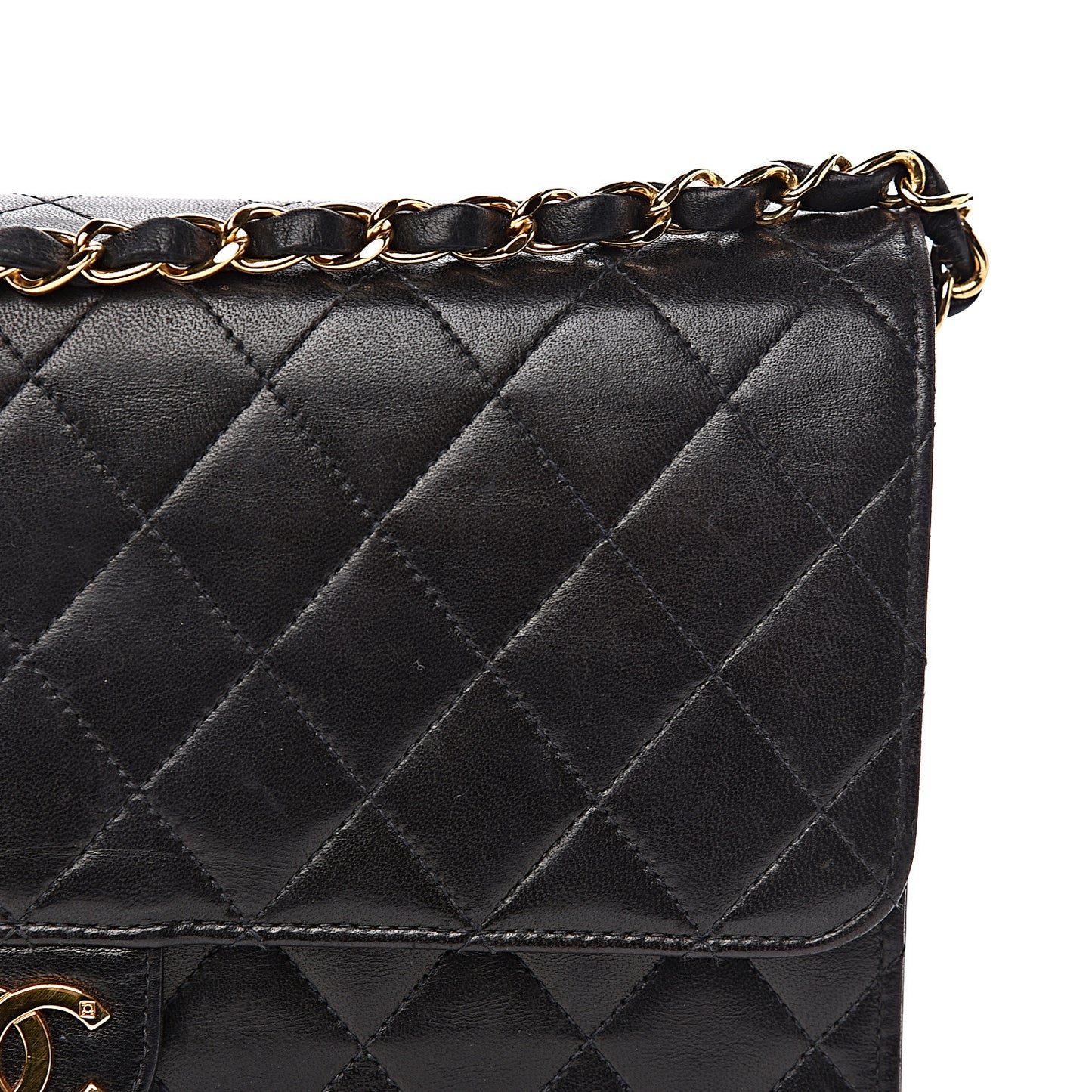 Lambskin Quilted Medium Single Flap Black