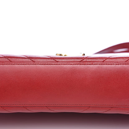 Saint Laurent Lambskin Matelasse Chevron Large Monogram Satchel Red 9 of 20