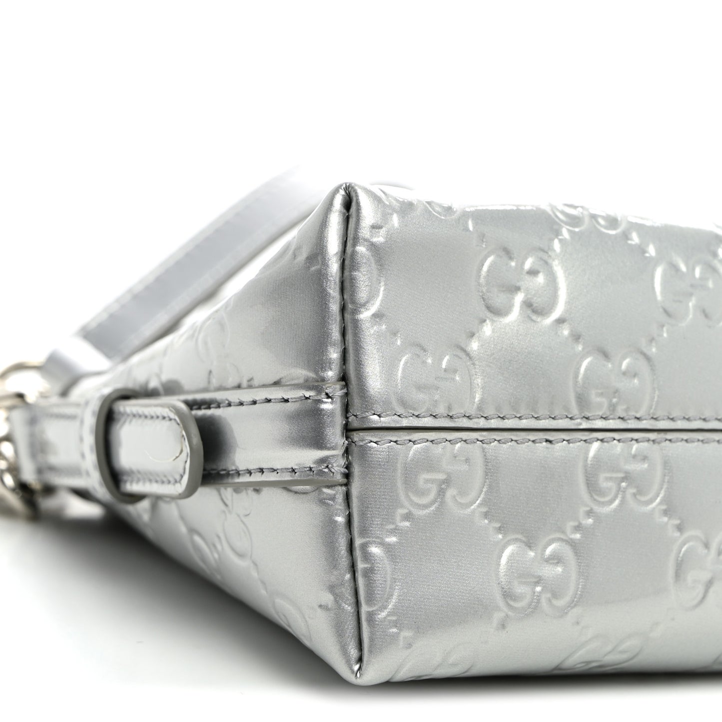 Shine Guccissima Emblem Small Shoulder Bag Silver