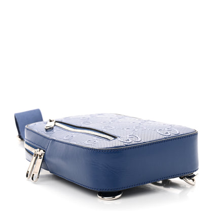 Gucci Calfskin GG Tennis Embossed Sling Backpack Blue 4 of 10