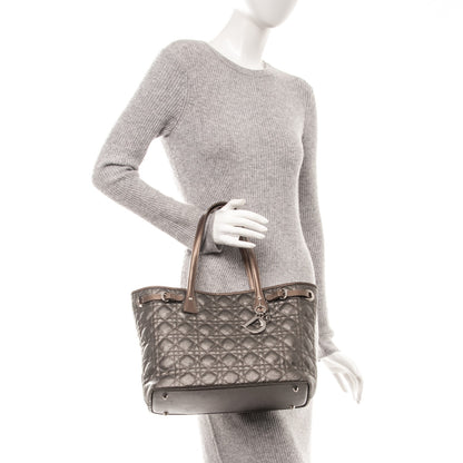 Christian Dior Metallic Canvas Cannage Small Panarea Tote Brown 2 of 7