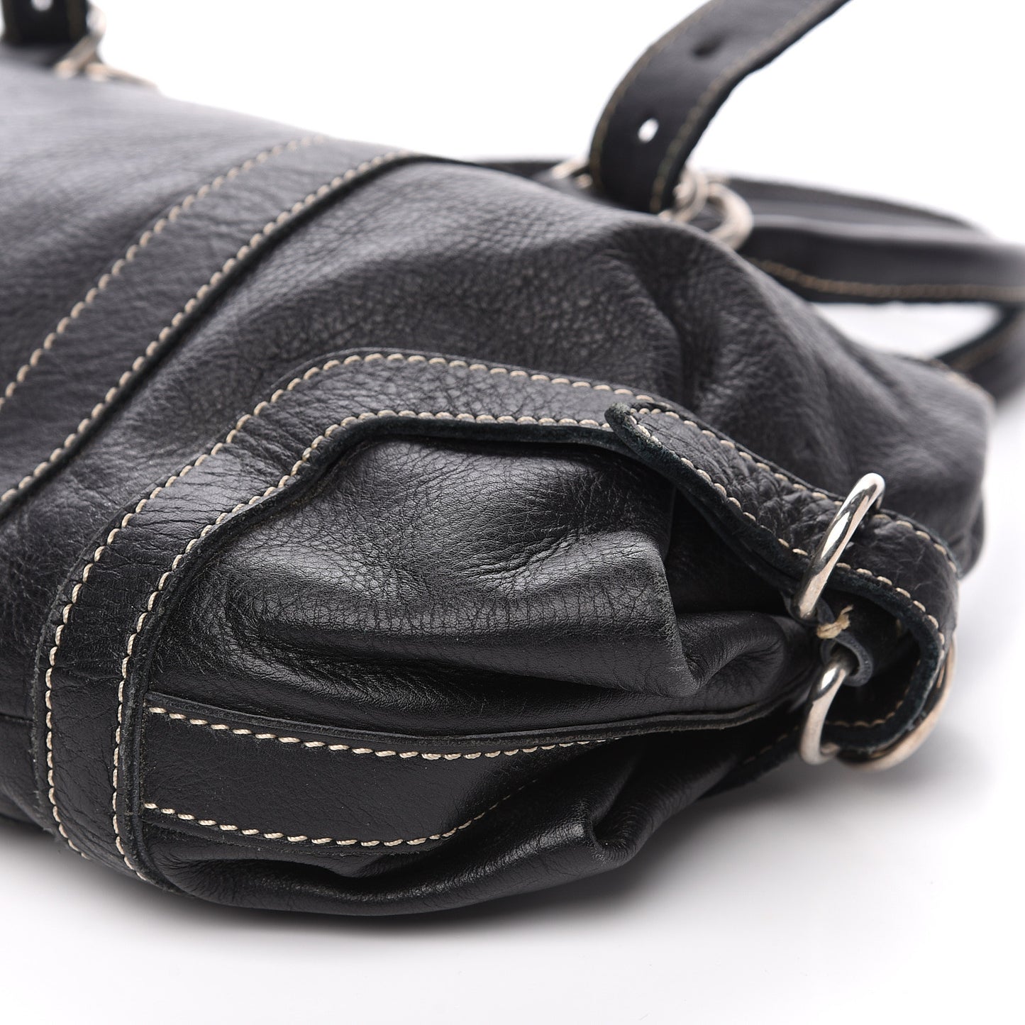 Calfskin Wrapping Satchel Bag Black