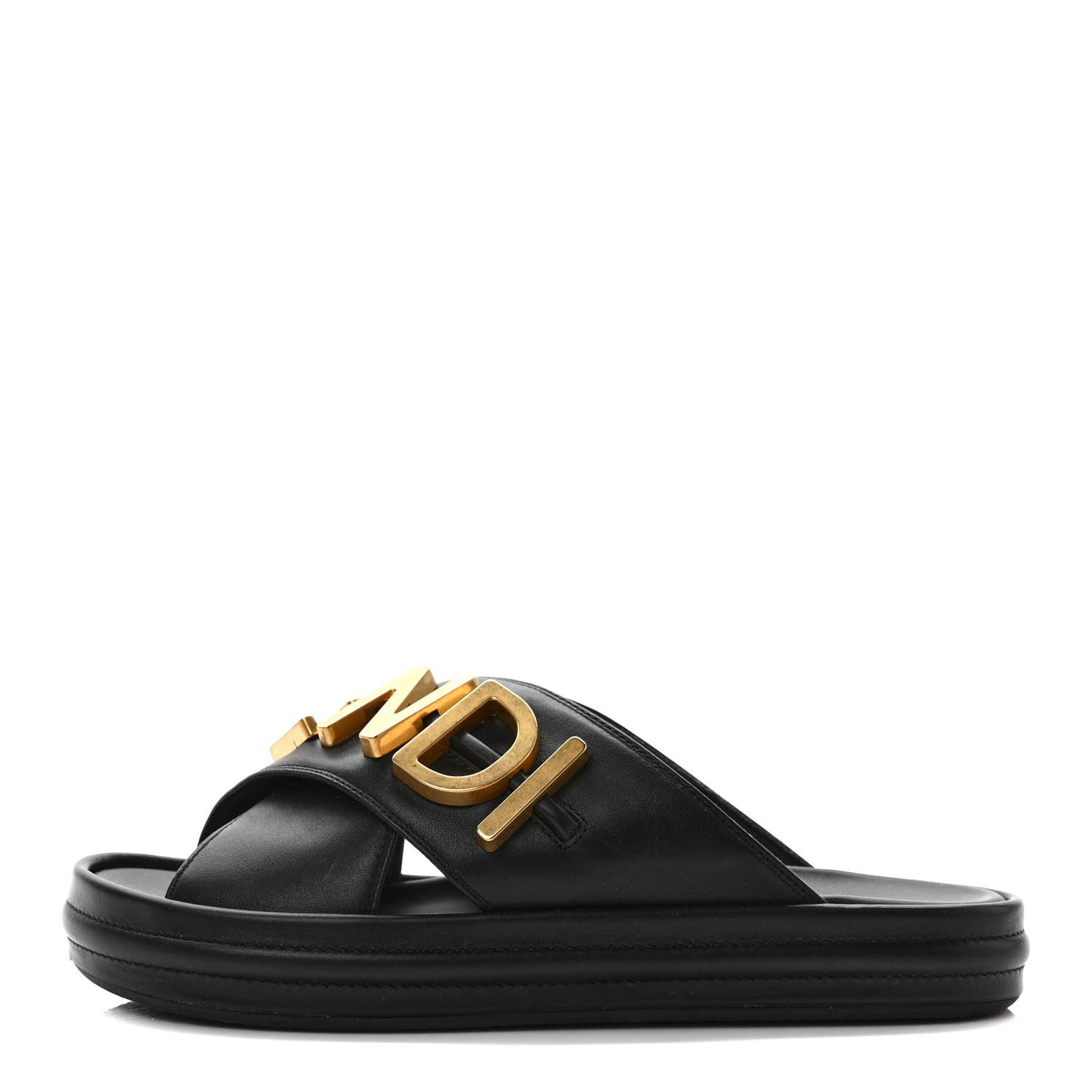 Vitello Womens Fendigraphy Slide Sandals 38 Black