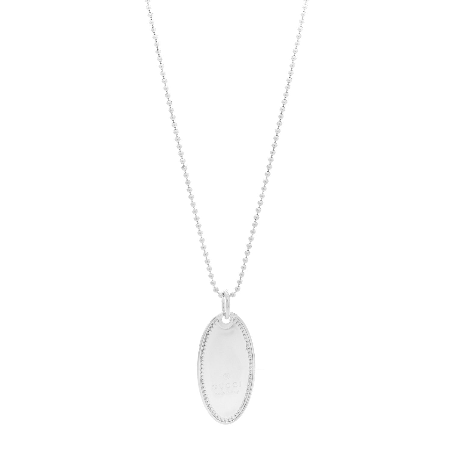Gucci Sterling Silver Trademark Logo Oval Pendant Necklace 1 of 5
