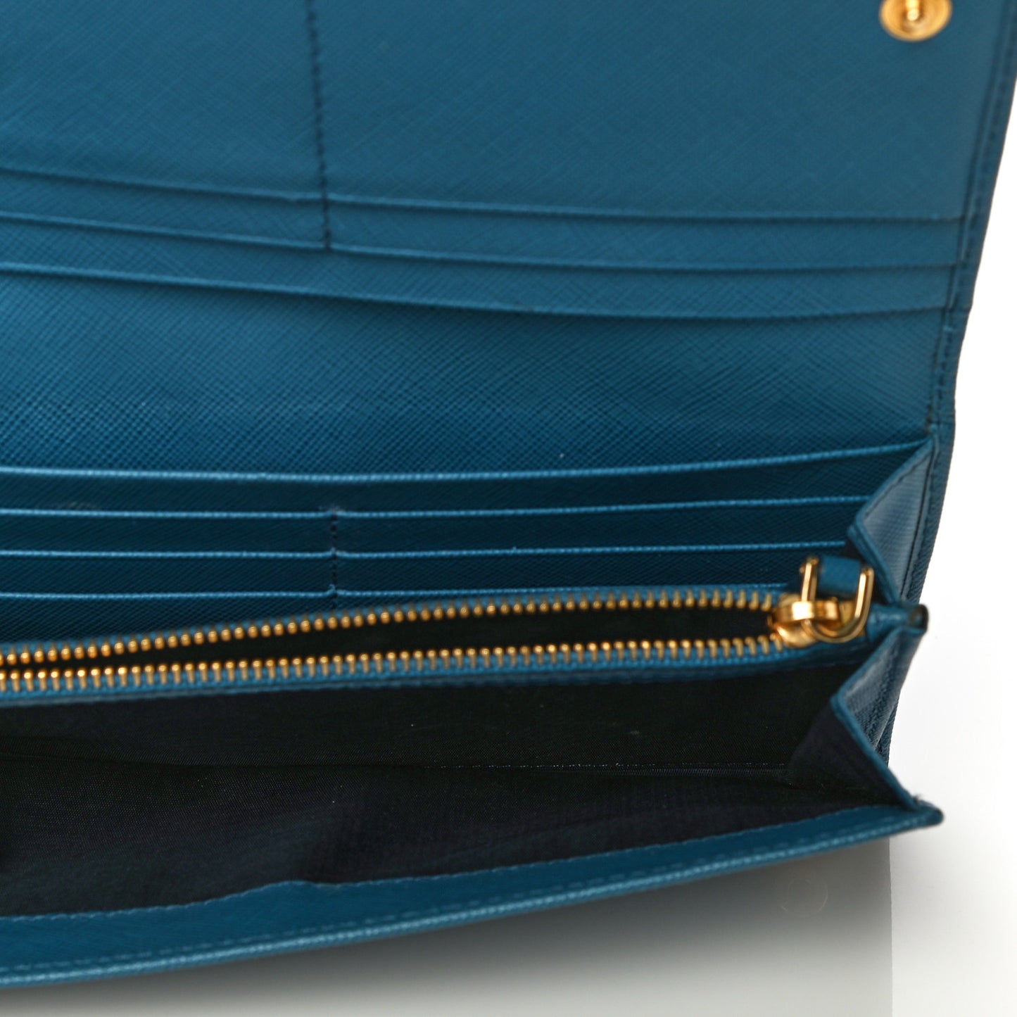 Saffiano Metal Continental Flap Wallet Blue