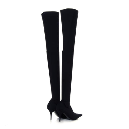 Balenciaga Spandex Pointed Toe Knife Thigh High Boots 38 Black 4 of 7