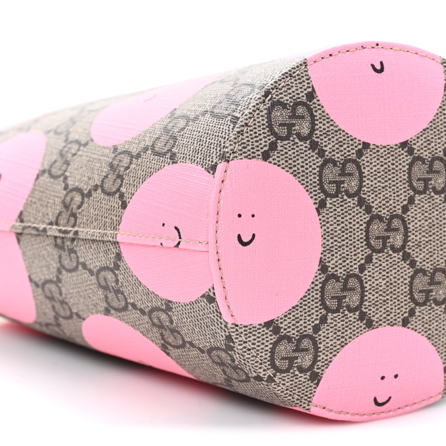 Gucci GG Supreme Monogram Childrens Printed Smile Bucket Bag Beige Dark Brown Yellow Pink 9 of 10