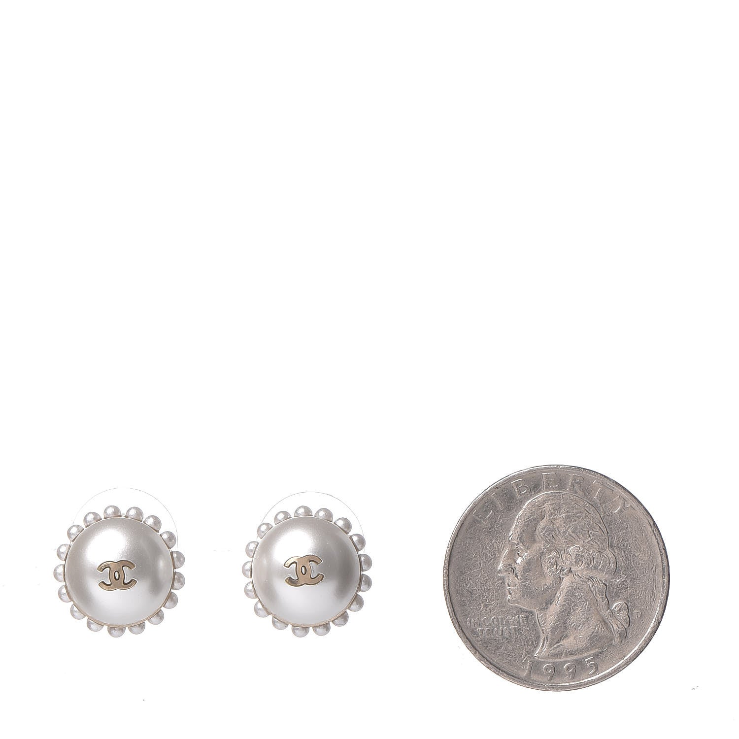Chanel Pearl CC Round Earrings Light Gold 2 of 5