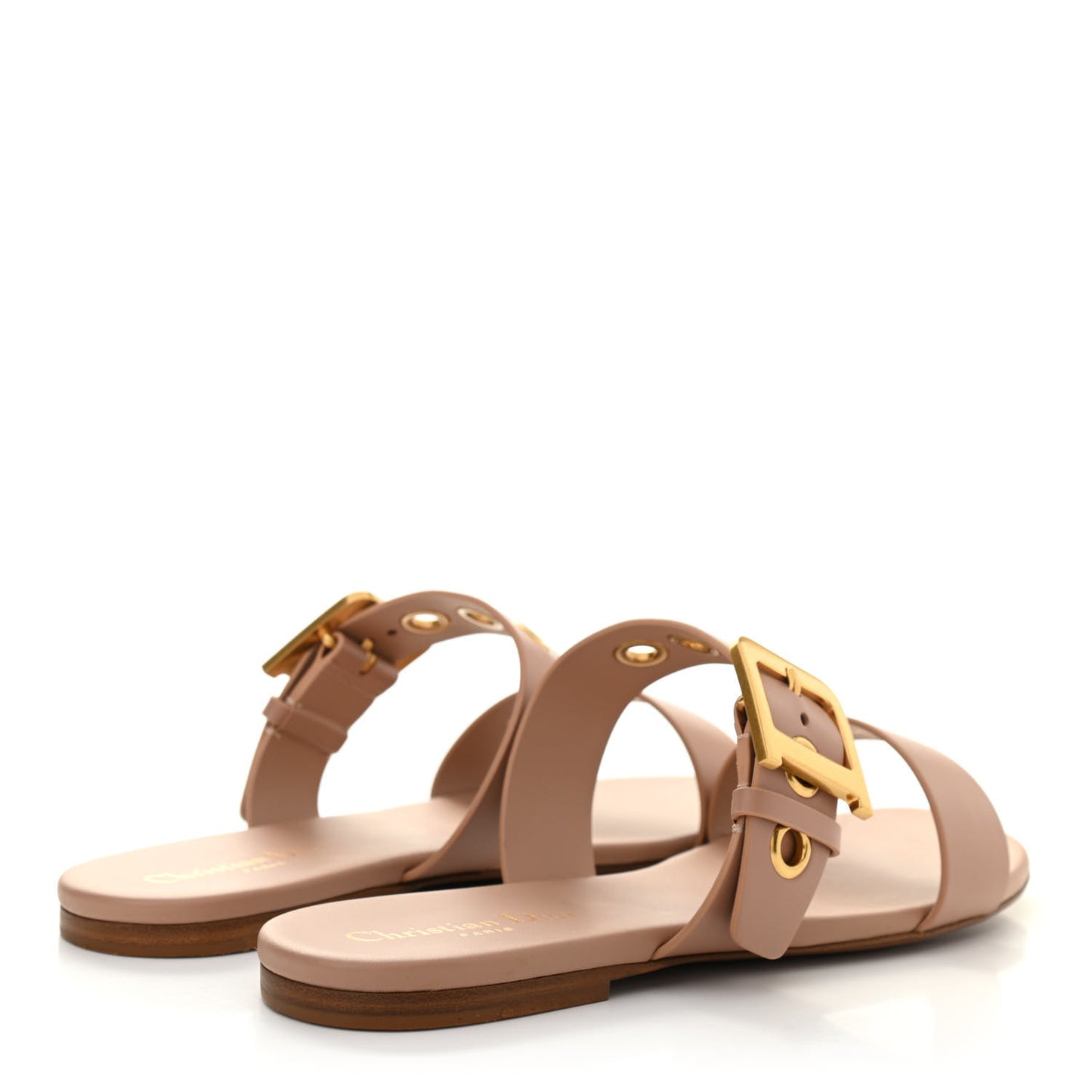 Calfskin D-Dior Slide Sandals 40 Rose De Vents