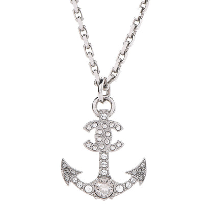 Chanel Crystal Anchor CC Pendant Necklace Silver 5 of 6