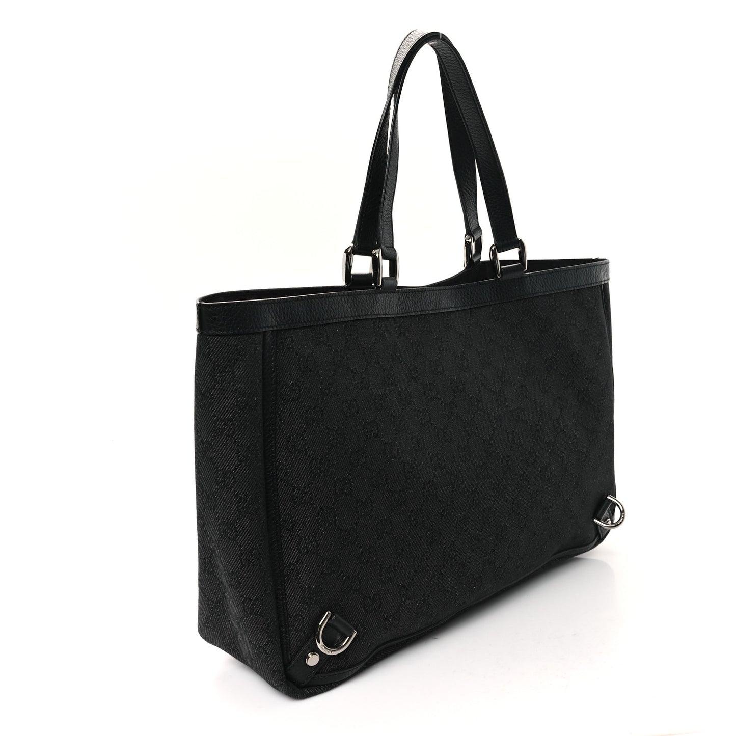 Denim Monogram Large Abbey Tote Black