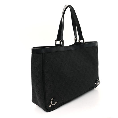 Gucci Denim Monogram Large Abbey Tote Black 3 of 10