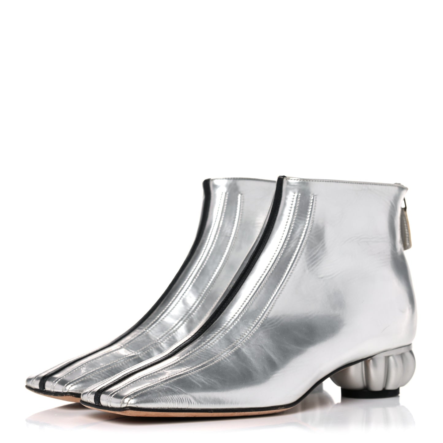 Metallic Patent CC Short Boots 36.5 Silver
