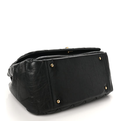 Chanel Aged Calfskin Quilted Large Pondichery Flap Black 4 of 10