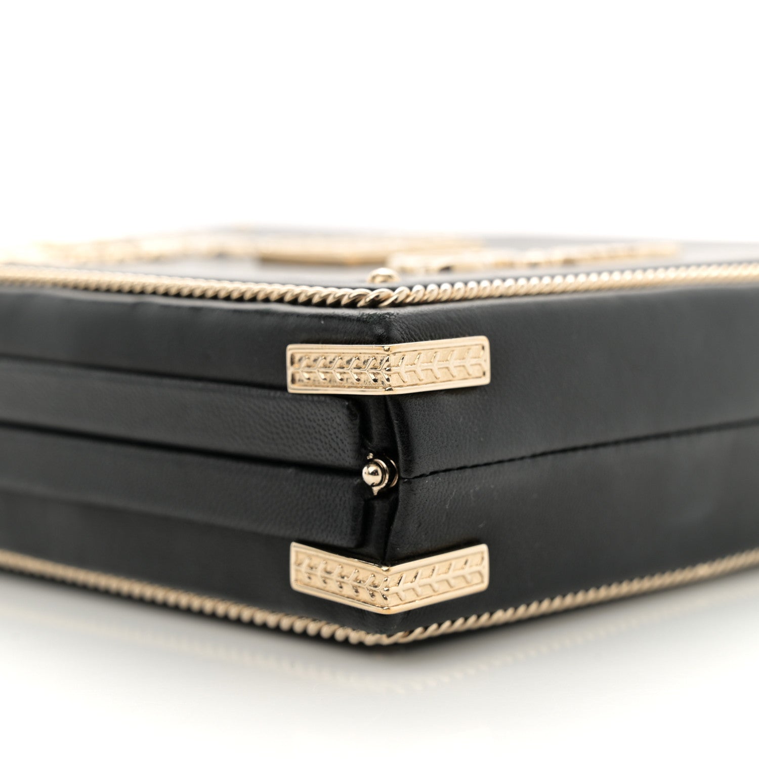 Chanel Lambskin Room Card Minaudiere Evening Bag Black Gold 9 of 11