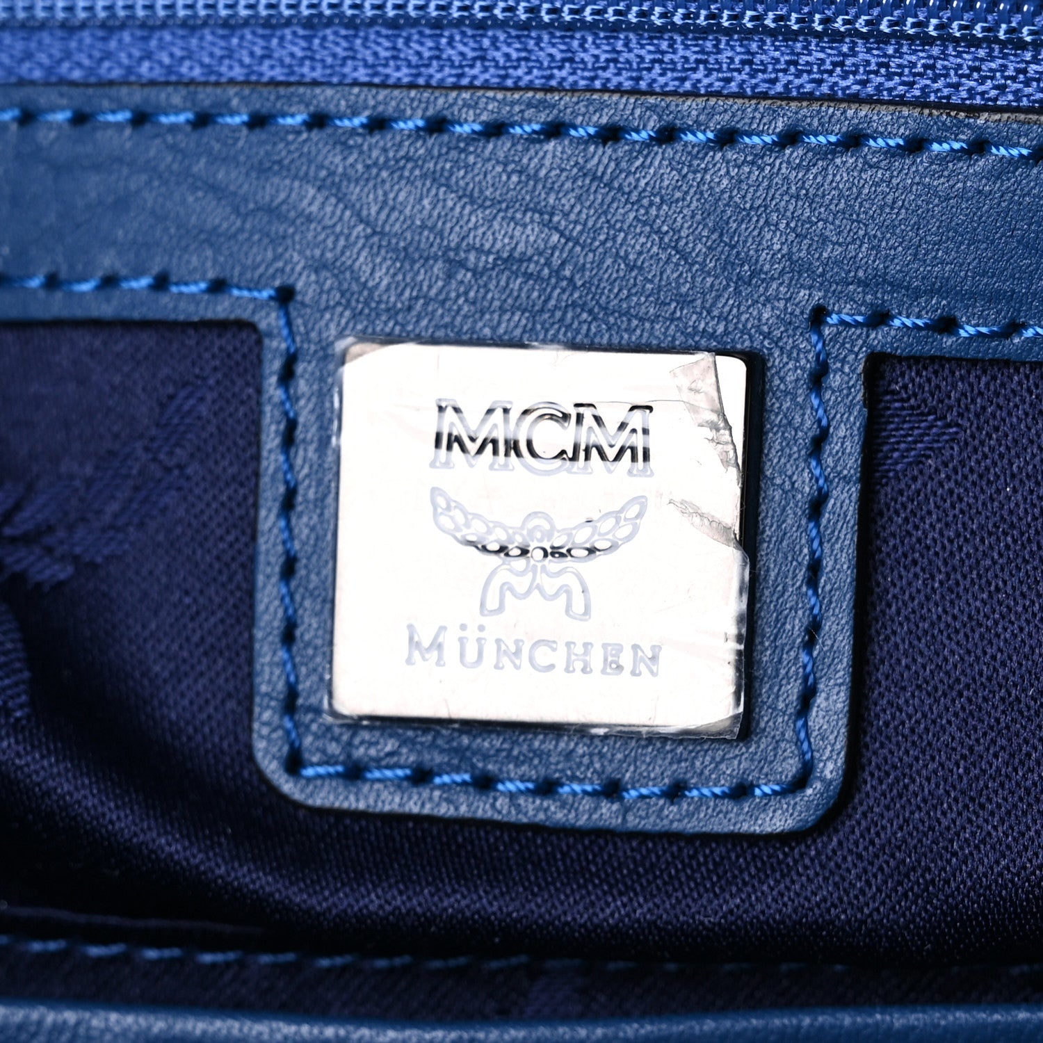 MCM Visetos Large Traveler Weekender Bag Navy Blue 5 of 10
