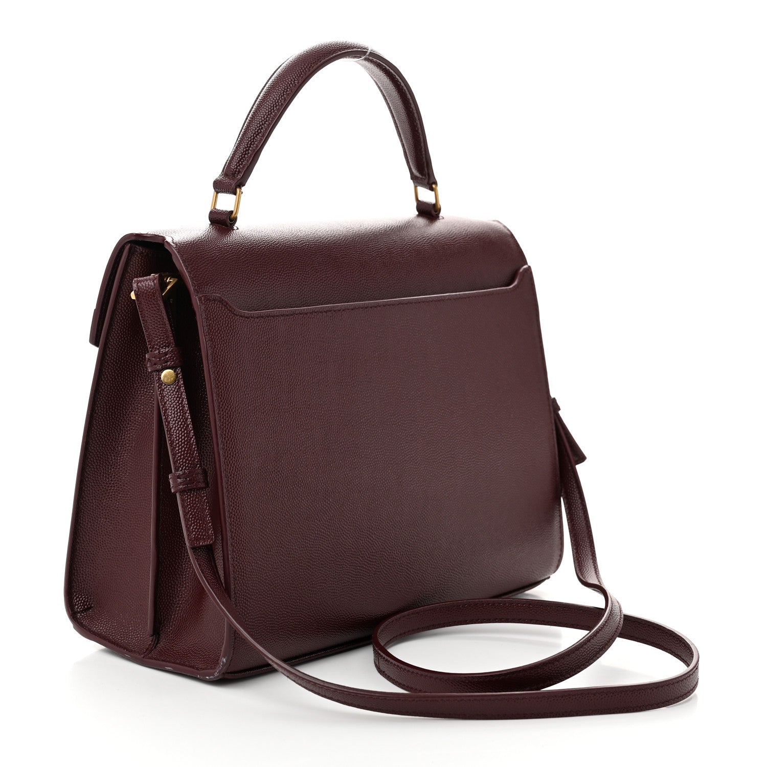 Saint Laurent Grain de Poudre Medium Classic Monogram Cassandra Top Handle Rouge Legion 3 of 12