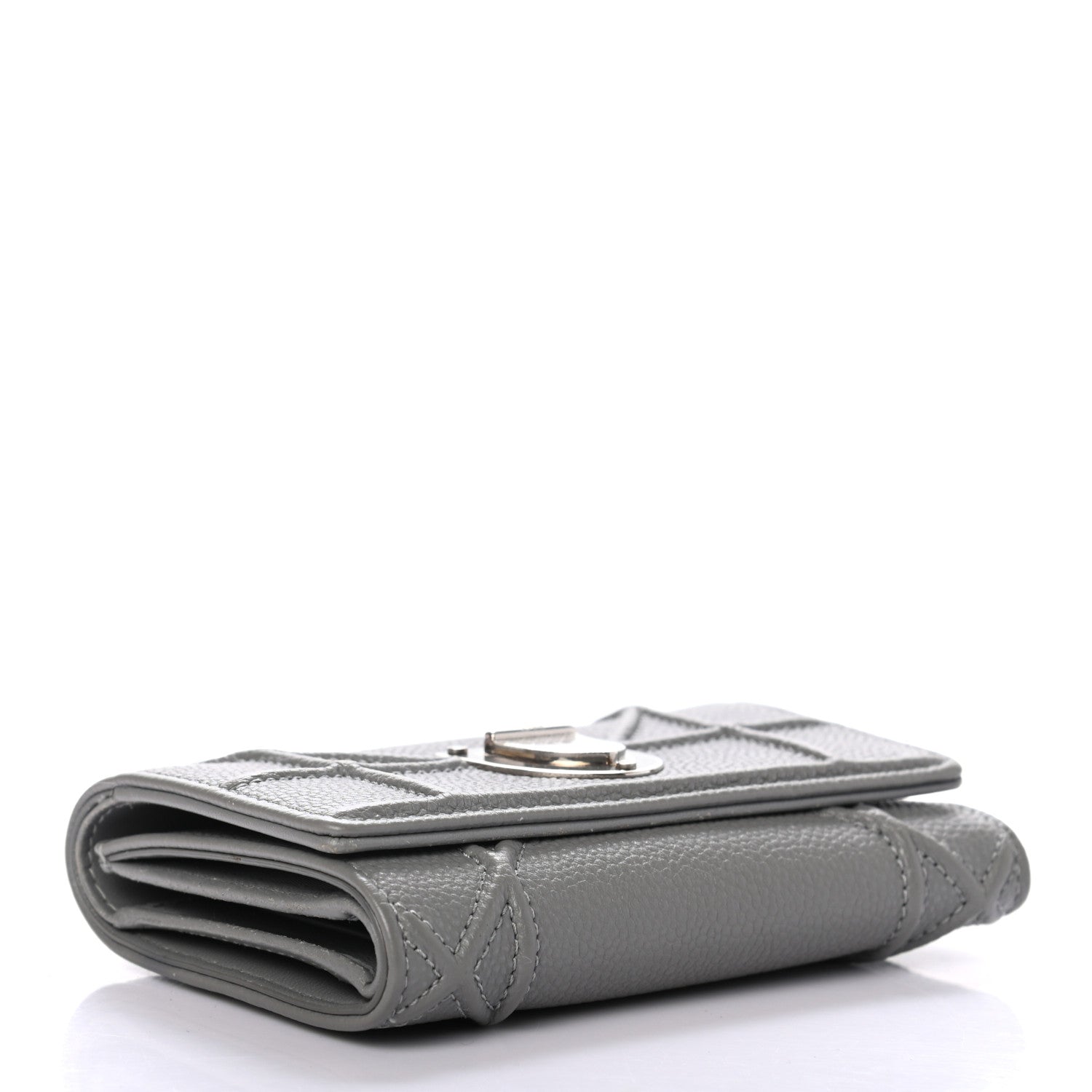 Christian Dior Grained Calfskin Cannage Diorama Elancee Wallet Grey 4 of 8