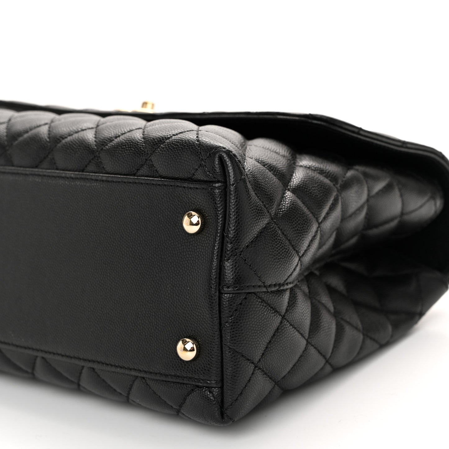 Caviar Quilted Medium Coco Handle Flap Black