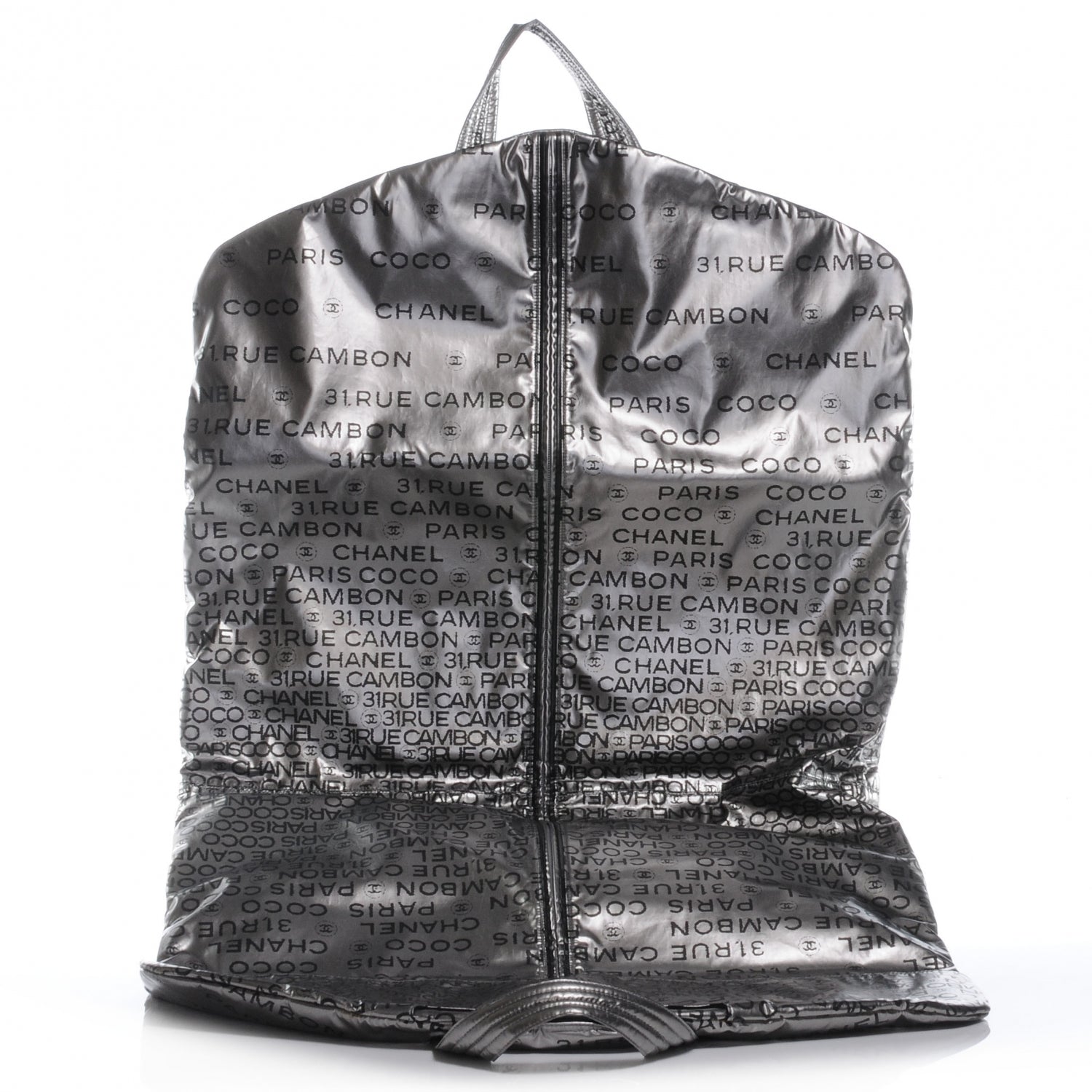 Chanel Metallic Coated Canvas Unlimited Garment Travel Bag Argent Fonce 4 of 7