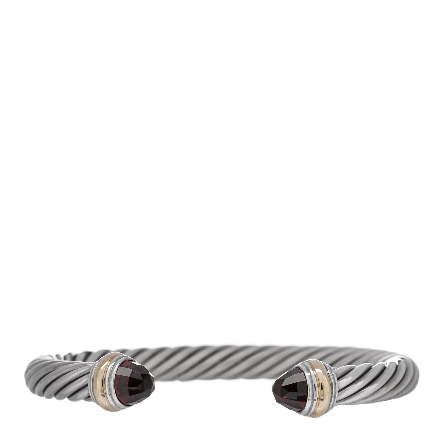 Sterling Silver 14K Yellow Gold Garnet 7mm Cable Classics Bracelet