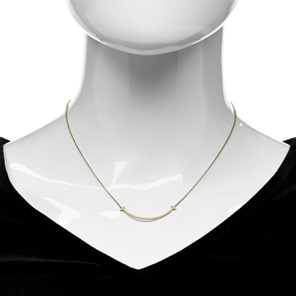 Tiffany 18K Yellow Gold Diamond Small T Smile Pendant Necklace 2 of 6