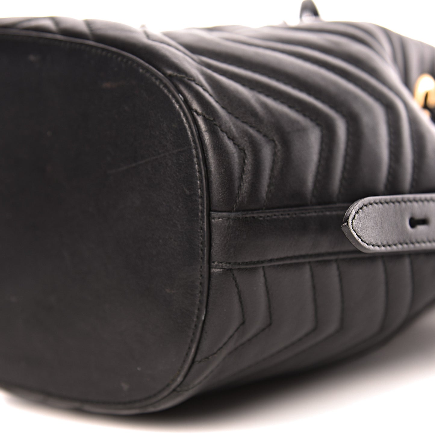 Calfskin Matelasse Sylvie Web GG Marmont Bucket Bag Black