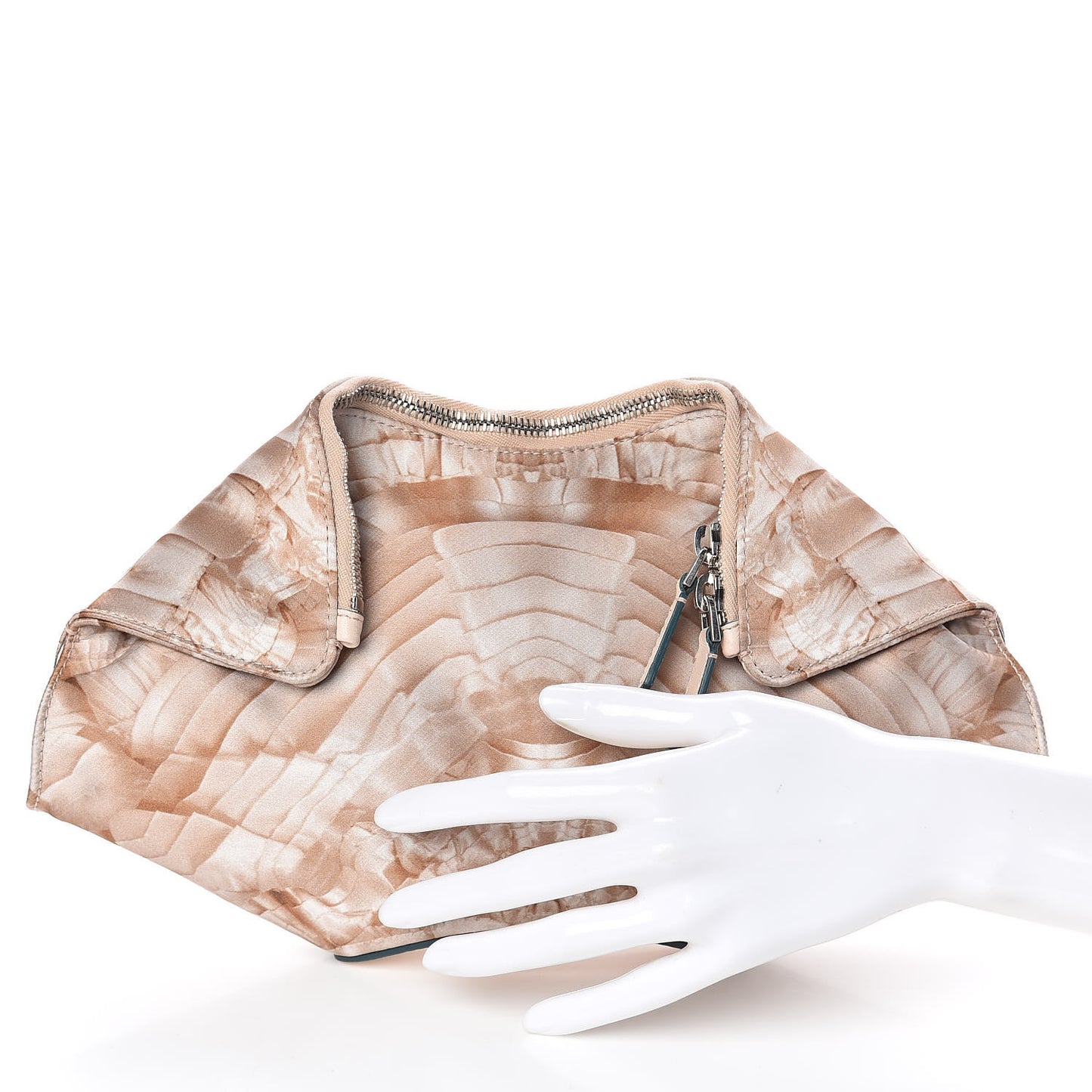 Silk Lace Ruffle Printed Small De Manta Clutch Blush