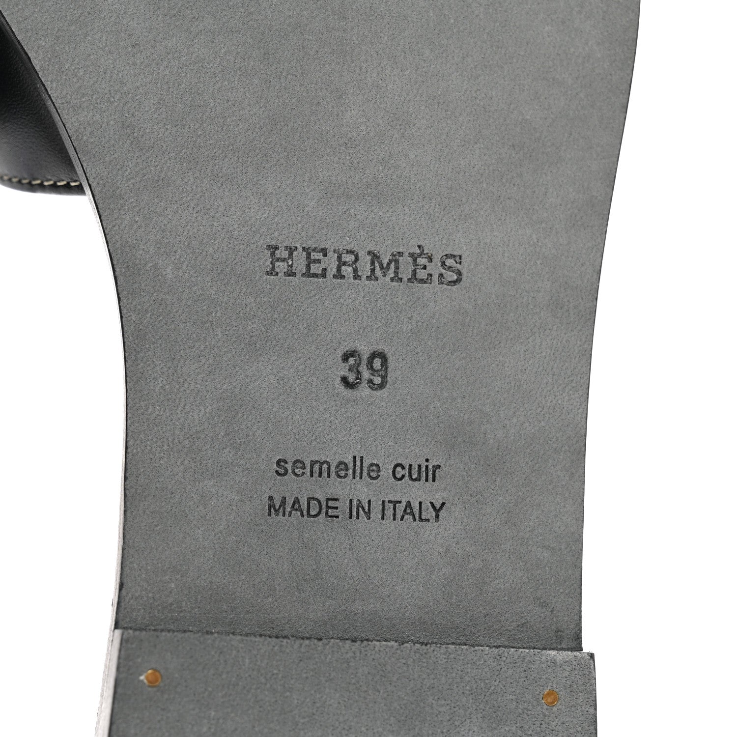 Hermes Box Calfskin Oran Sandals 39 Black 6 of 9
