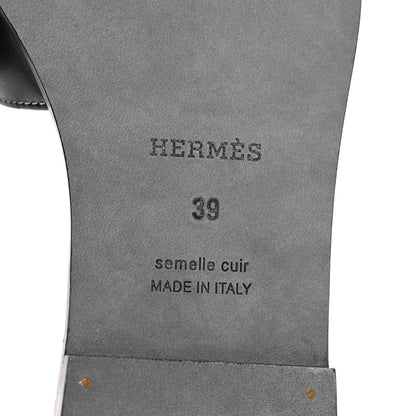 Hermes Box Calfskin Oran Sandals 39 Black 6 of 9