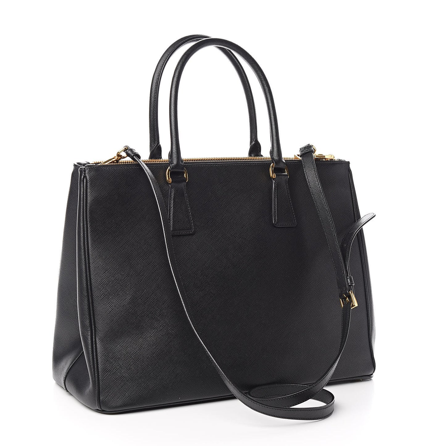 Saffiano Large Galleria Double Zip Tote Black