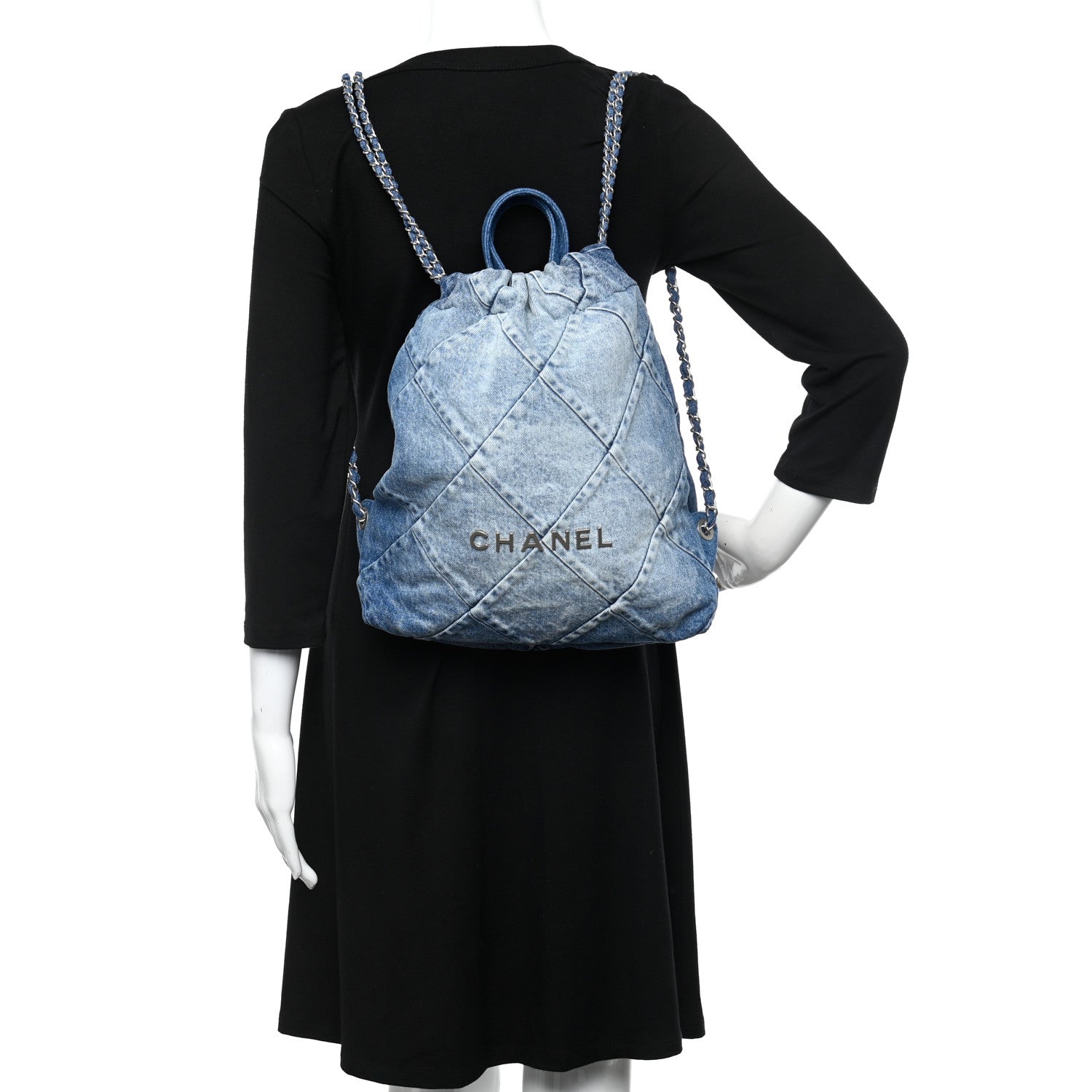 Chanel Denim Quilted Chanel 22 Backpack Blue 2 of 10