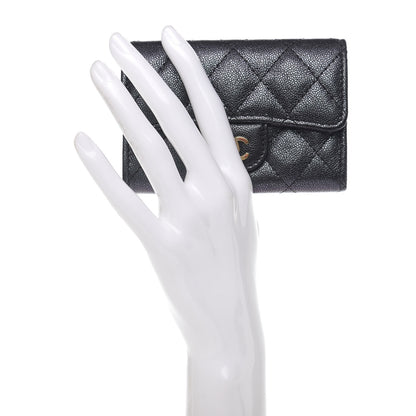 Chanel Iridescent Caviar Flap Quilted Card Holder Black 2 of 9