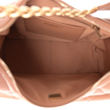 Chanel Shiny Lambskin Quilted Trendy Pockets Hobo Brown 5 of 10